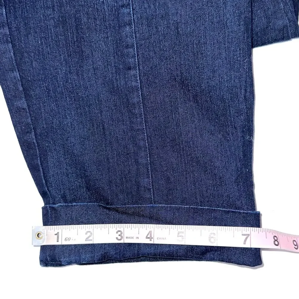 ModCloth Dark Wash Denim Center Seam Cropped Retro Pull On Capris Size 1X